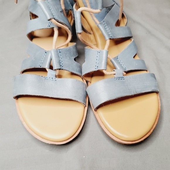 Kork-Ease Light Blue Skyway Leather  Strappy Chris cross Sandal shoes - Picture 5 of 12